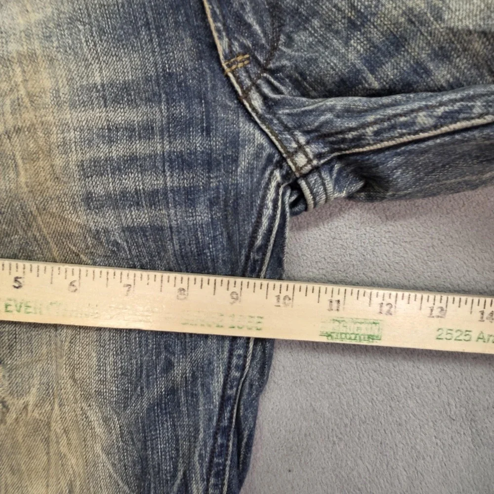 Levis Jeans Mens Blue Slim Straight Thrashed Patched Washed Out Fits 29x32